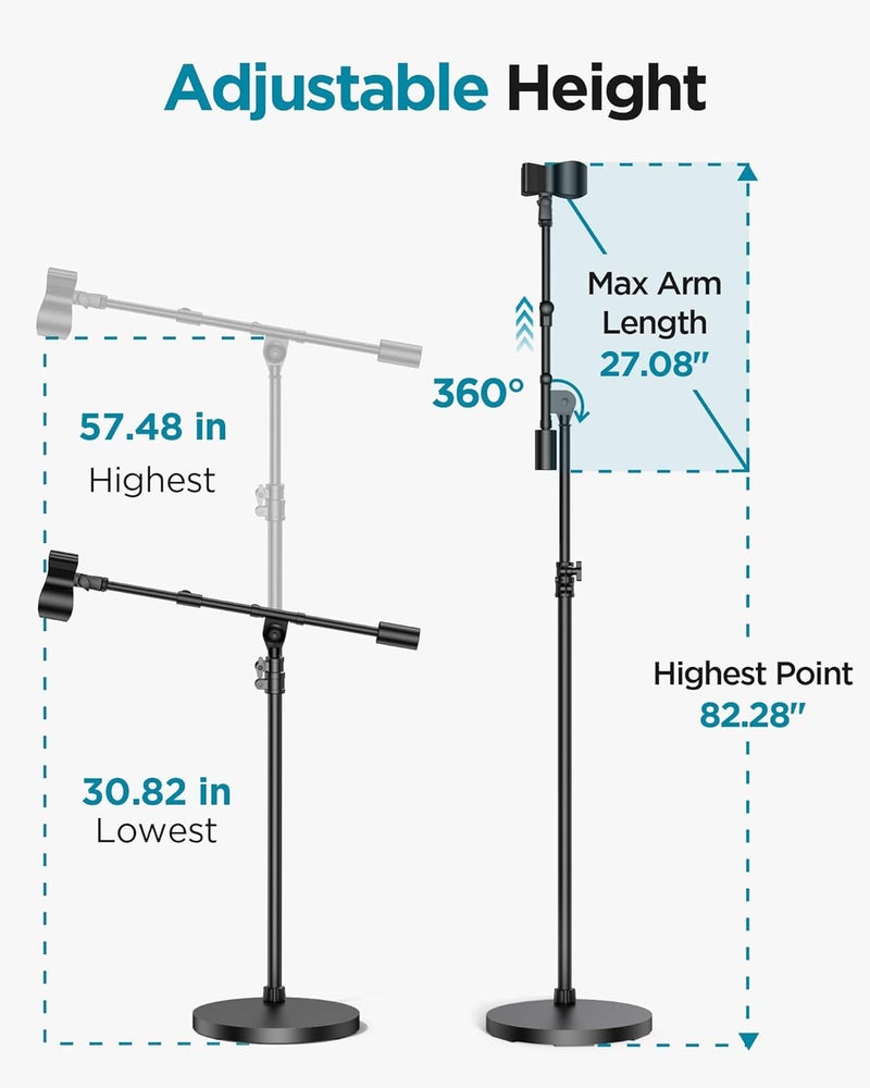 InnoGear Mic Stand, Max Height 82.28" Microphone Stand Floor Detachable Boom Mic Arm Stands with Weighted Base for Blue Yeti HyperX QuadCast Shure SM58 Samson Q2U Fifine K669B Singing Stage - Image 3